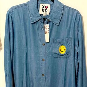 NWT KERRI ROSENTHAL HAPPINESS FRAME OF MIND LYOCEL BUTTONDOWN SMALL